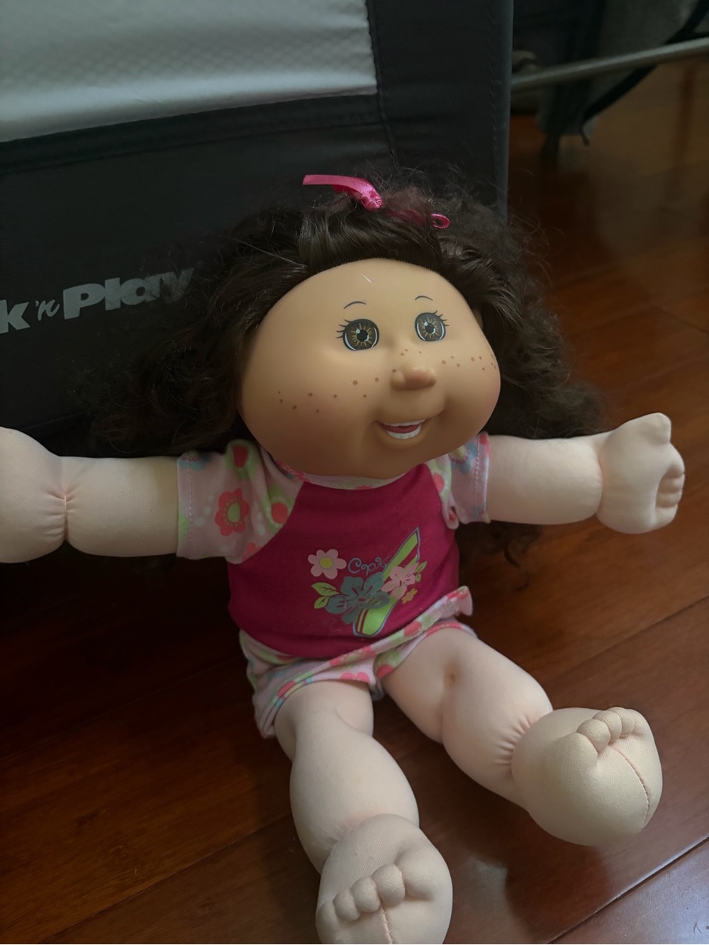 Cabbage Patch Doll with Teeth Long Brown Curly Hair & Eyes 2016 Soft Body Baby